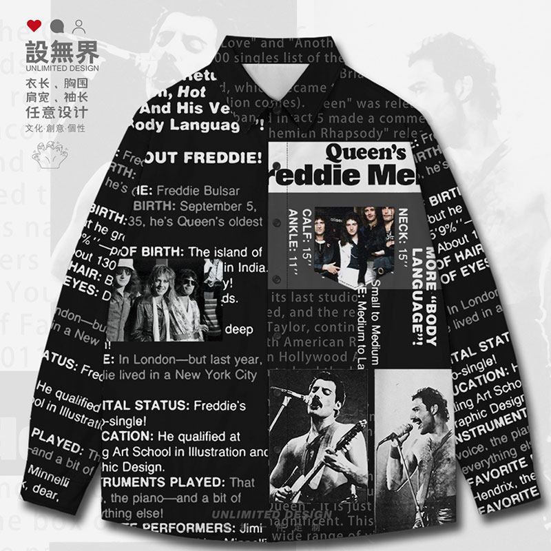QUEEN皇后乐队拼接复古长袖衬衫