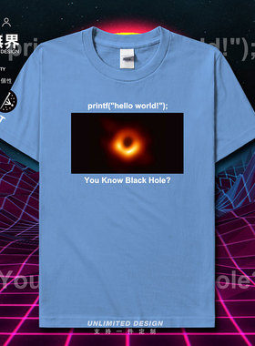 宇宙天体黑洞照片纯棉短袖T恤男女衣服blackhole黑洞服装设 无界