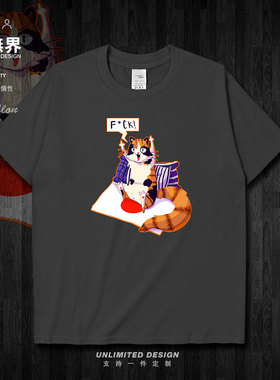 动物布偶猫恶搞趣味卡爱纯棉短袖T恤男女宽松圆领半袖0002设 无界