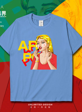 涂口红的妩媚女孩短袖T恤男女波普风个性创意上衣宽松夏潮设 无界