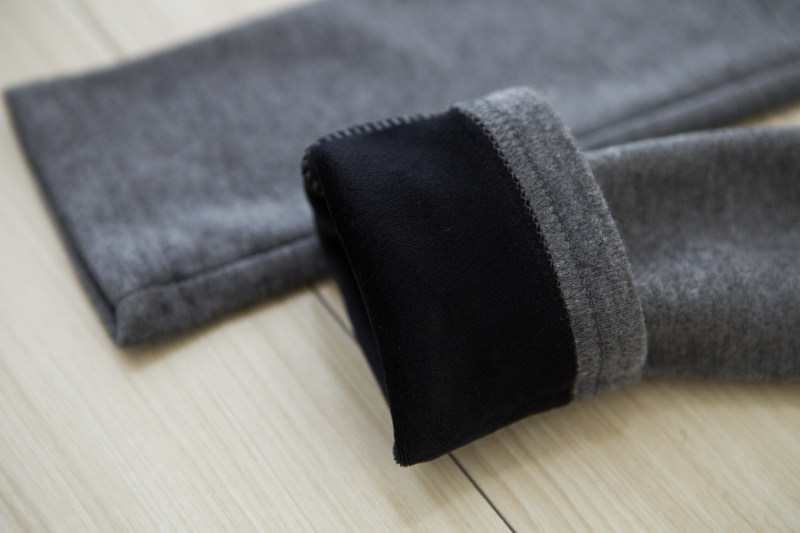 出口日本 春秋加绒灰色黑色打底裤女童女孩长裤修身110-130 1