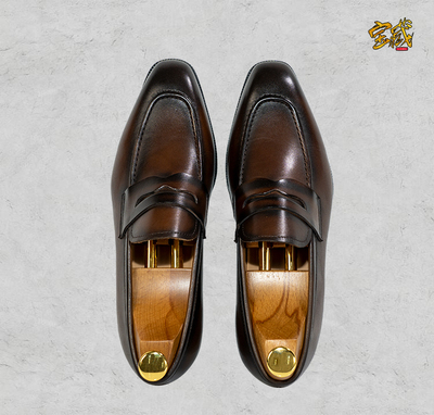 渐变棕便士乐福鞋常春藤风格学院