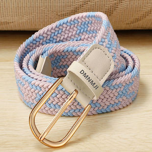 腰带女款配牛仔裤皮带免打孔帆布编织松紧裤腰带学生装饰配饰百搭