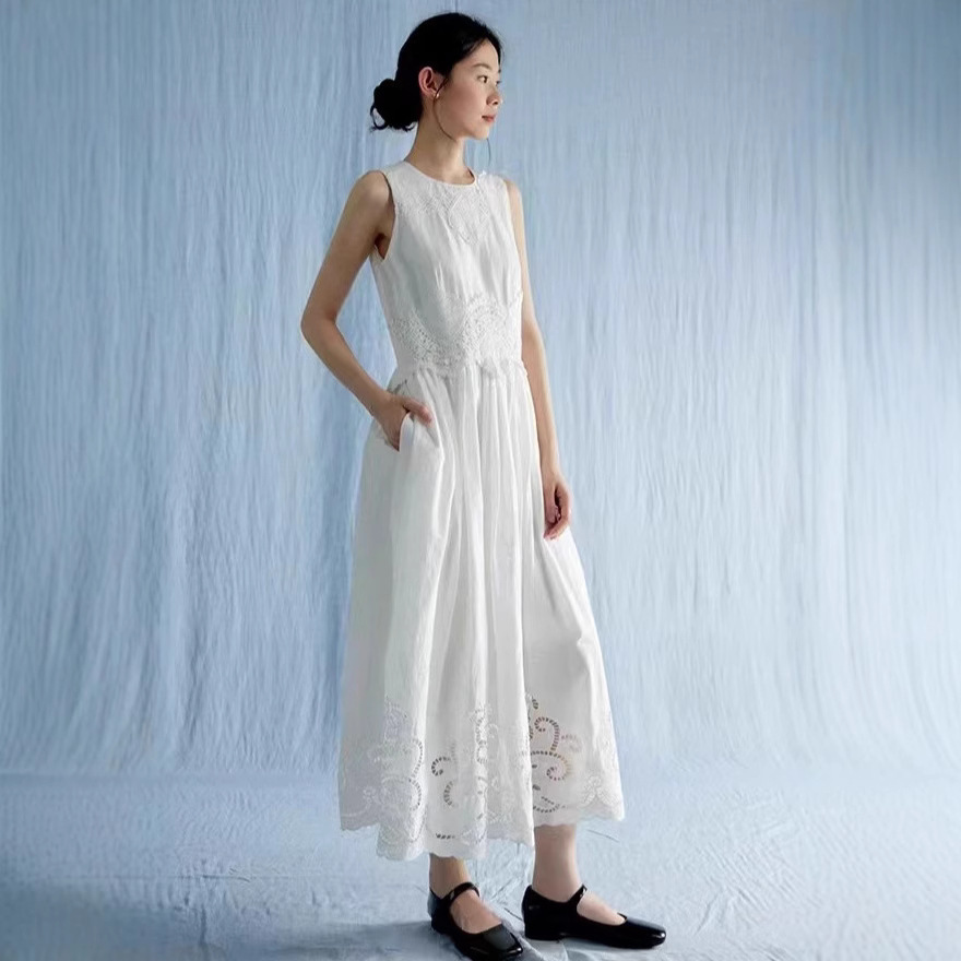 清冷玉女长裙2025原创度假风连衣裙夏高级感南法海边穿搭仙气飘飘