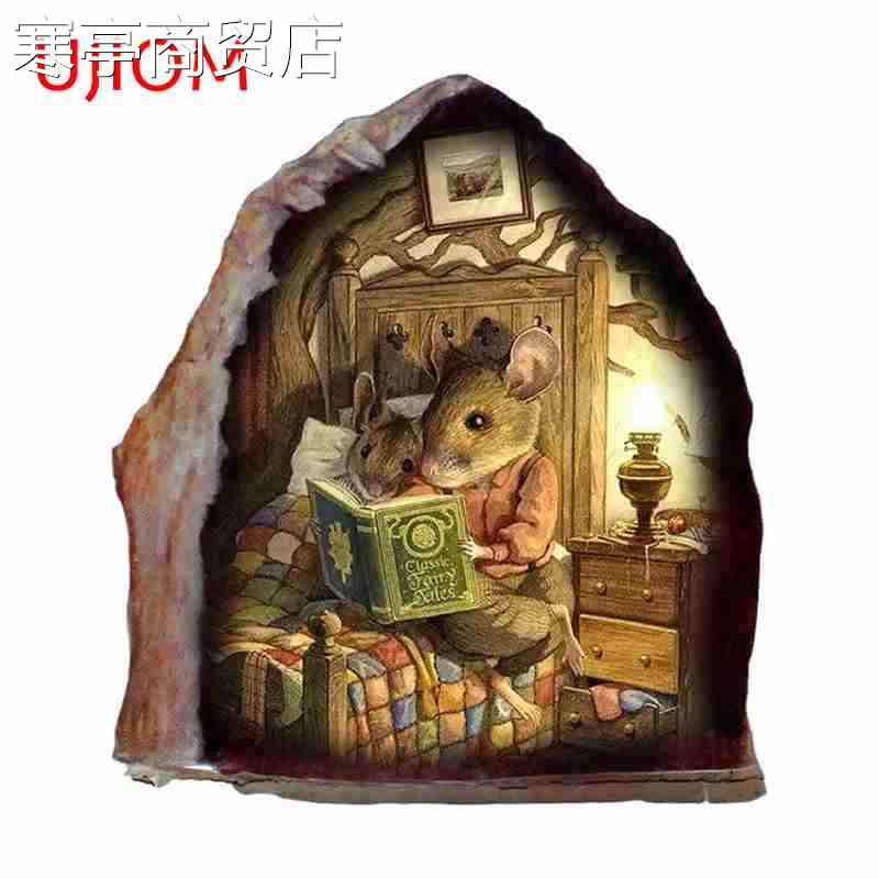 UJIOM 13cm x 11.6cm Mouse Hole Wall Stickers Creative-封面