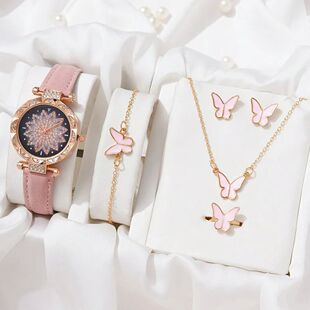 Watch Set For Women Luxury Leather Analog Ladies Quartz Wris