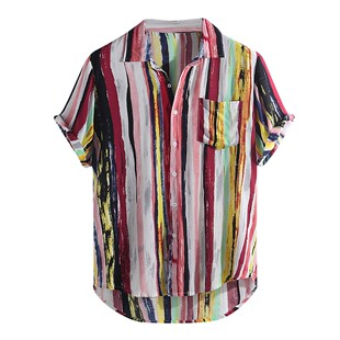 Short Sleeve Shirts Chest Blouse Loose Pocket Hem Lump Round
