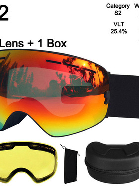 LOCLE Anti-fog Ski Goggles UV400 Ski Glasses Double Layers S