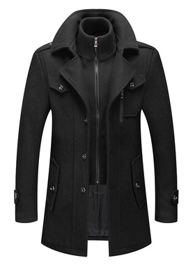 毛呢大衣男装外套 men's long jackets autumn winter male coats