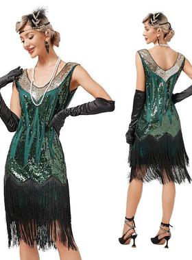 Women 1920s Dress Sequins Fringed Evening Flapper dress 礼服