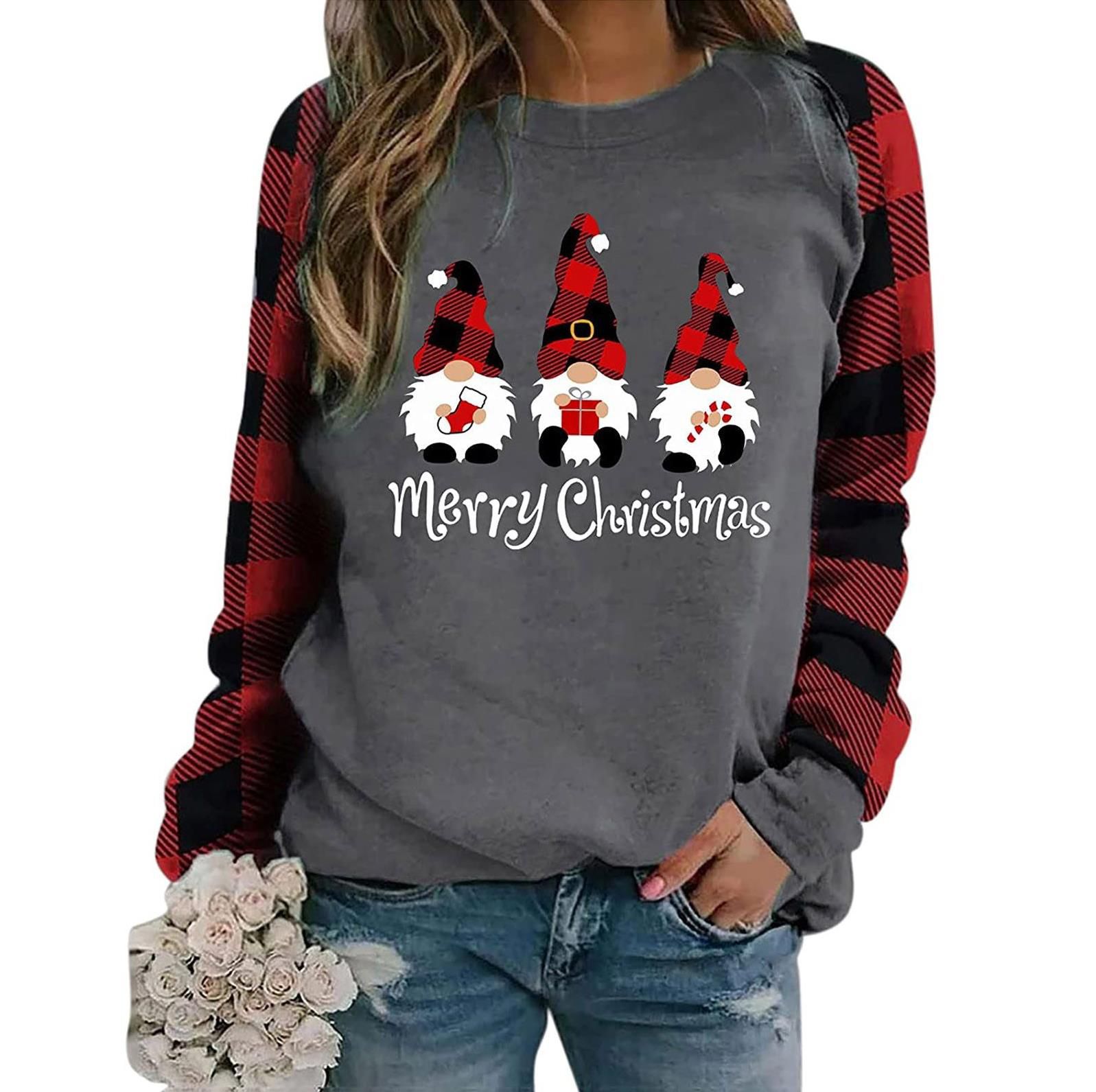 women simple hoodie christmas jumper ugly sweater for ladies
