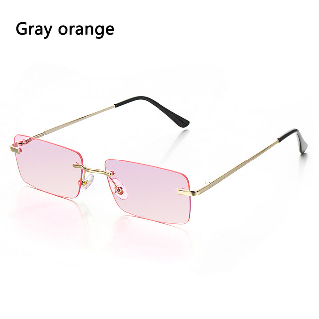 2021 Vintage Rectangle Rimless Sunglasses Luxury Design Unis
