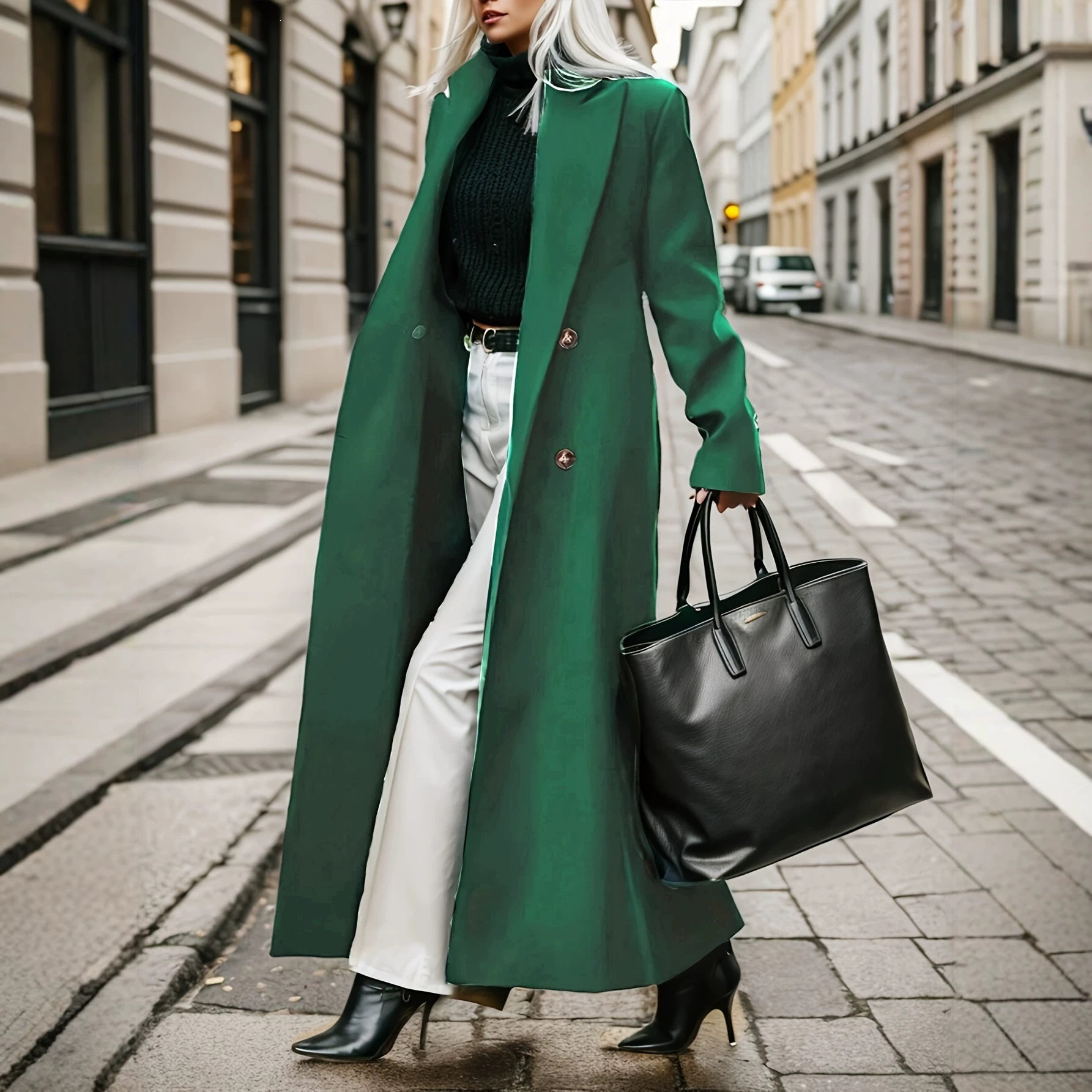 ladies Long Wool wind Coats Notch Collar jacket 女士毛呢大衣