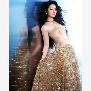 Prom 刘亦菲礼服Sexy Lace Glitter Dresses Strapless