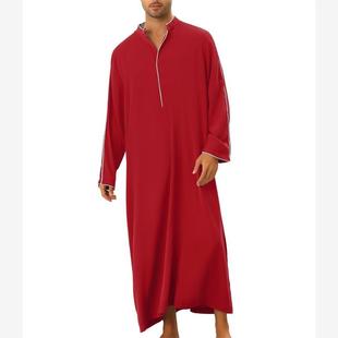 Arab men's shirt Muslim long robe clothes 简约休闲长袍衫