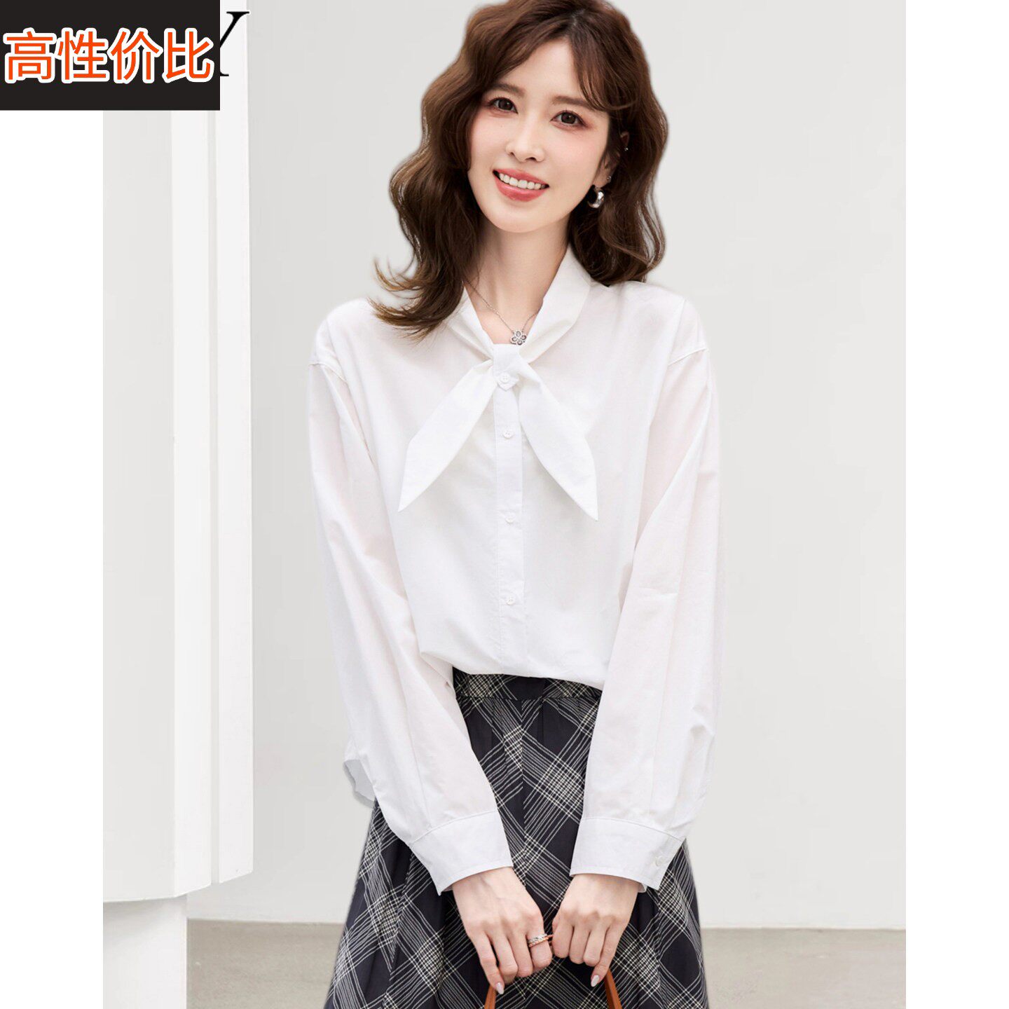 2026春装新款白色小众系带通勤宽松遮肉衬衫时尚设计感洋气上衣女