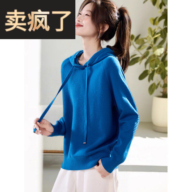 2025秋冬新款针织连帽卫衣短款减龄小个子毛衣休闲套头长袖上衣女