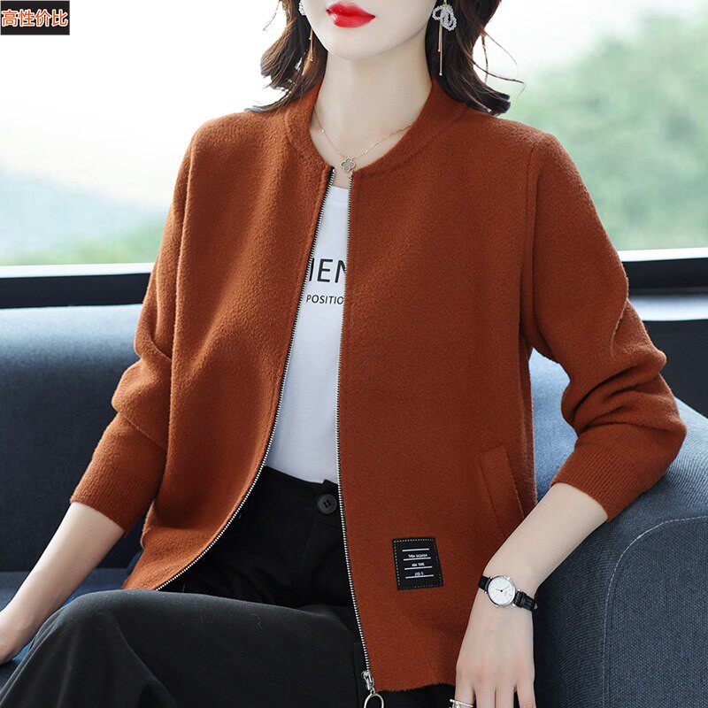 黑色外套女开衫春秋季运动休闲棒球服上衣中年妈妈大码拉链卫衣潮