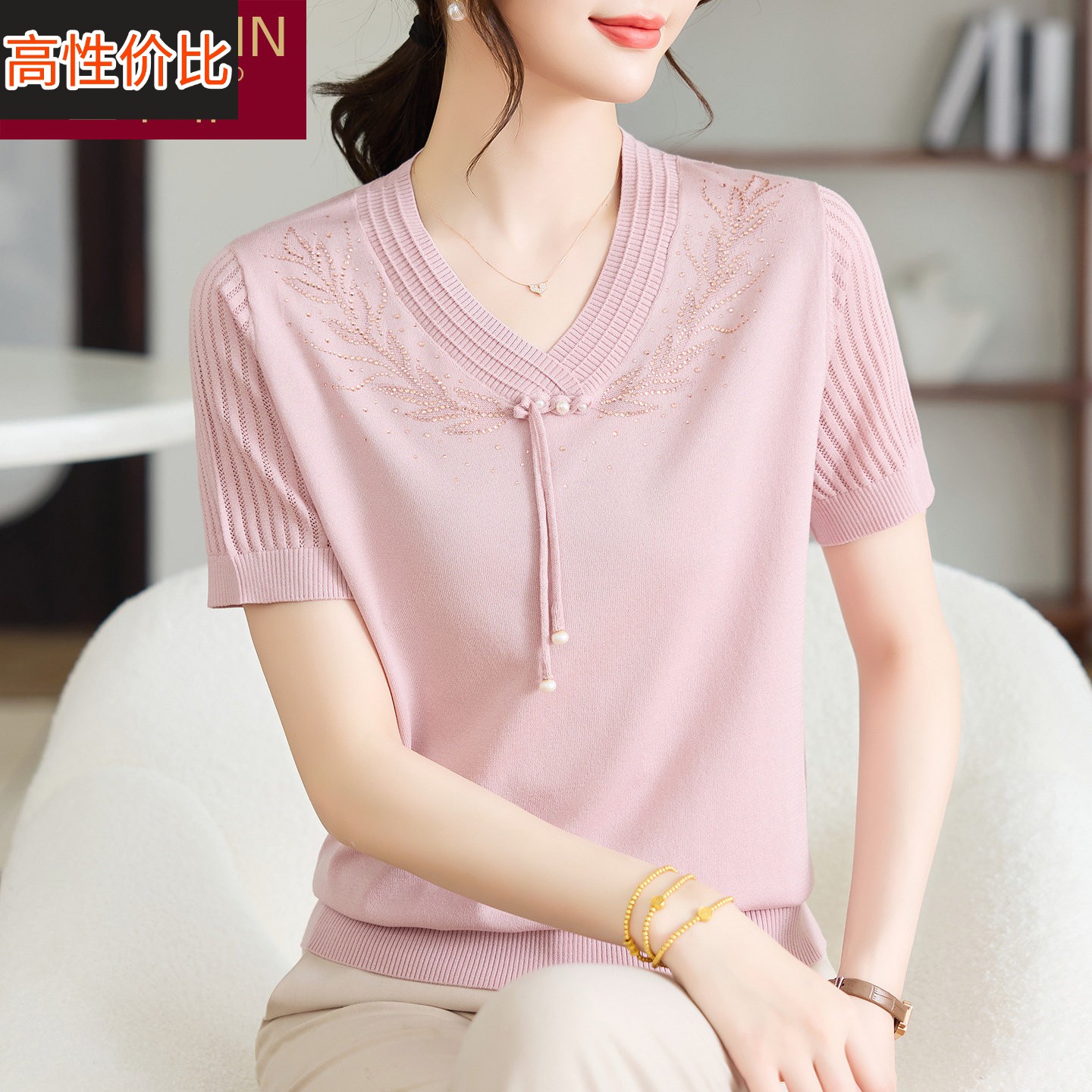 今年流行妈妈夏装新款短袖套装爆款中老年人女装夏日t恤冰丝衣服