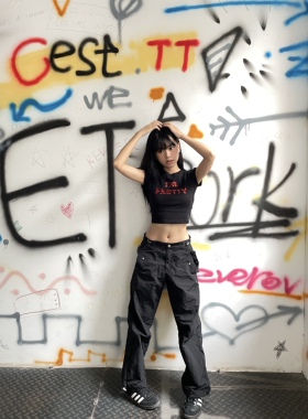 PGND2023 夏 2色美式辣妹 百搭显瘦宽松可调节抽绳工装直筒休闲裤