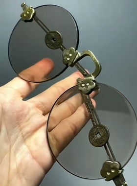 天然石头太阳镜复古老梁圆形水晶墨镜新款板材舒适养目抗疲劳眼镜