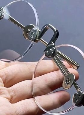 天然白水晶眼镜老梁镜腿东海老料清凉养目复古圆形老人石头镜正品