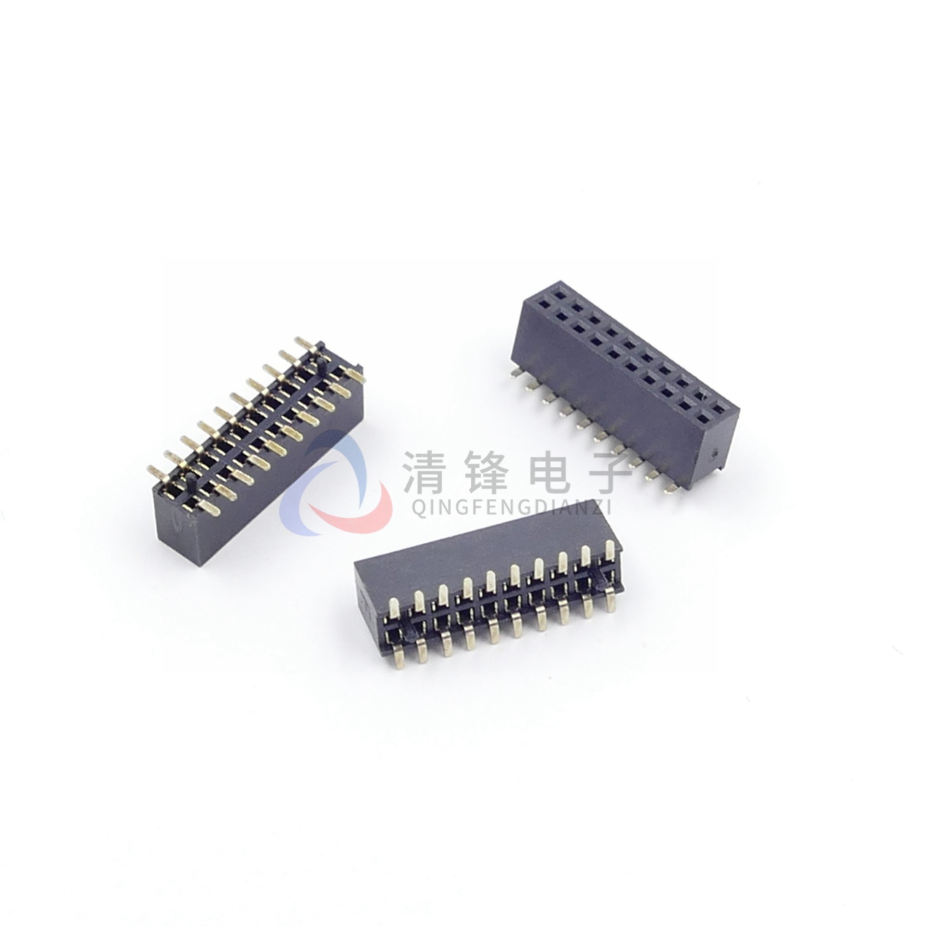 1.27mm间距 双排贴片排母 2*10/15p 塑高4.3m 母座 带定位柱内柱