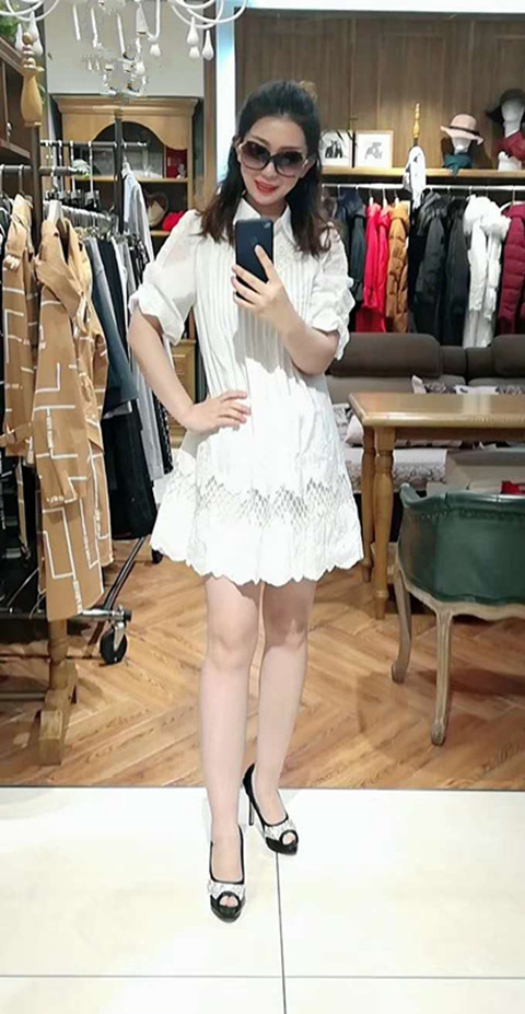 FISHTROIDES欧洲站2024夏季新款手工蕾丝刺绣七分袖中长款女衬衫