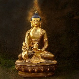 手工金佛像镏金黄金佛像手工锻造尼泊尔供奉佛象居家平安镇宅招财