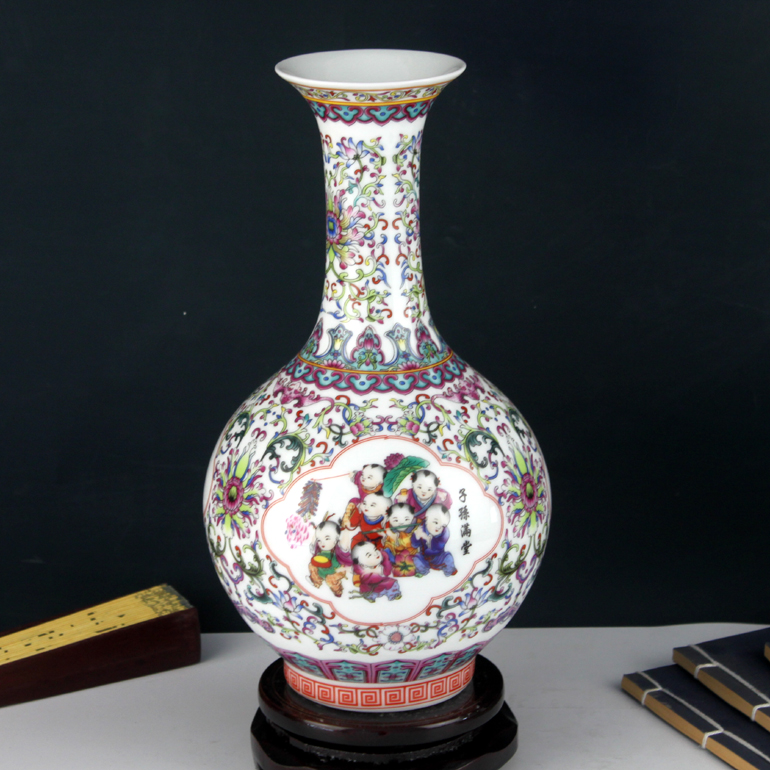 景德镇陶瓷器珐琅彩童子图赏时尚