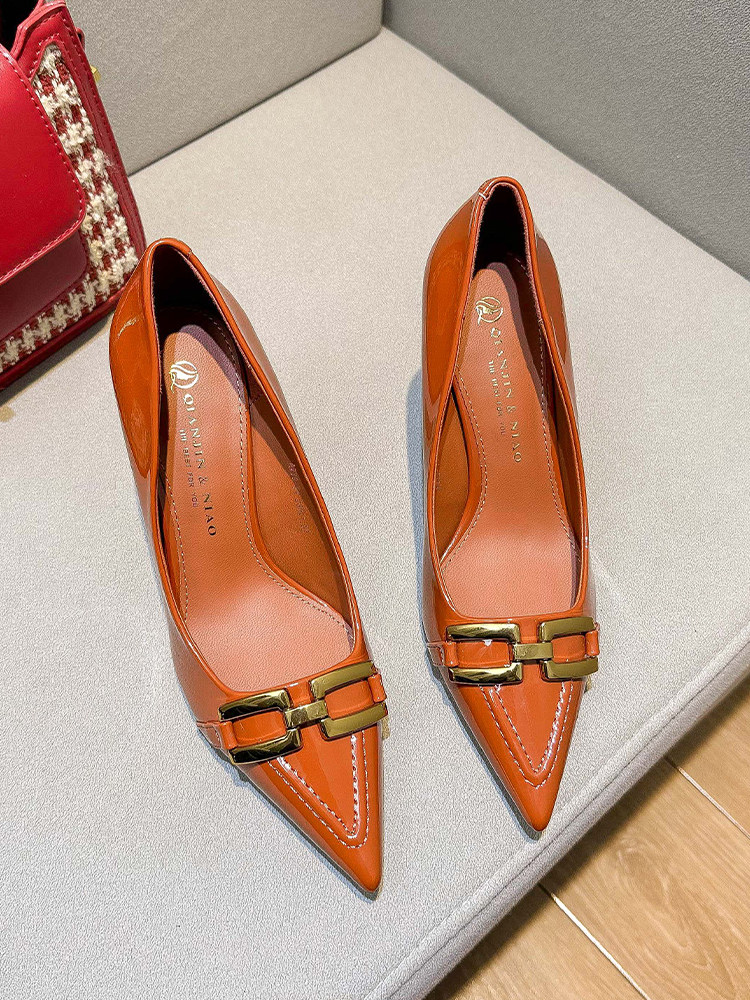 DREAM PRINCESS FRENCH TEMPERAMENT RETRO POINTED-TOE PUMPS FEMININE PUMPS METALLIC STILETTOS