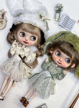 碎花复古森系blythe小布ob24娃娃衣服ob22娃衣azone大力力猫猫体