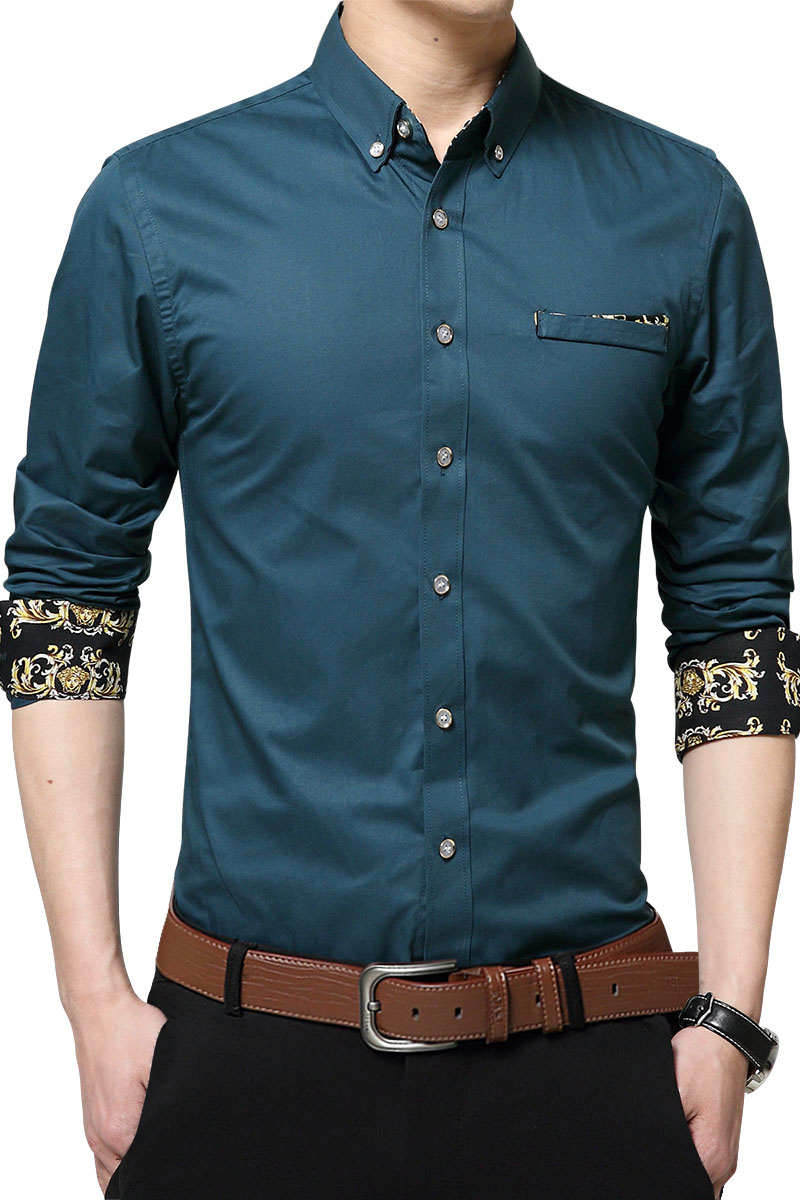 速卖通新款外贸大码休闲长袖衬衫春秋男士打底衫衬衣Men's shirts
