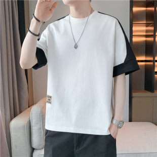 纯色休闲男士 2026夏新款 短袖 圆领T恤打底衫 8XL 外贸大码 上衣M 男装