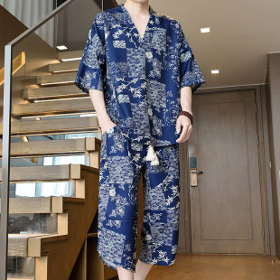 家居服两件2026夏季中国风休闲运动套装潮男薄款七分裤男士小脚裤