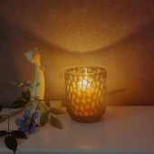 外贸出口手工磨刻琉璃艺术花瓶美式 家居装 饰棕色摆件风灯烛台礼品