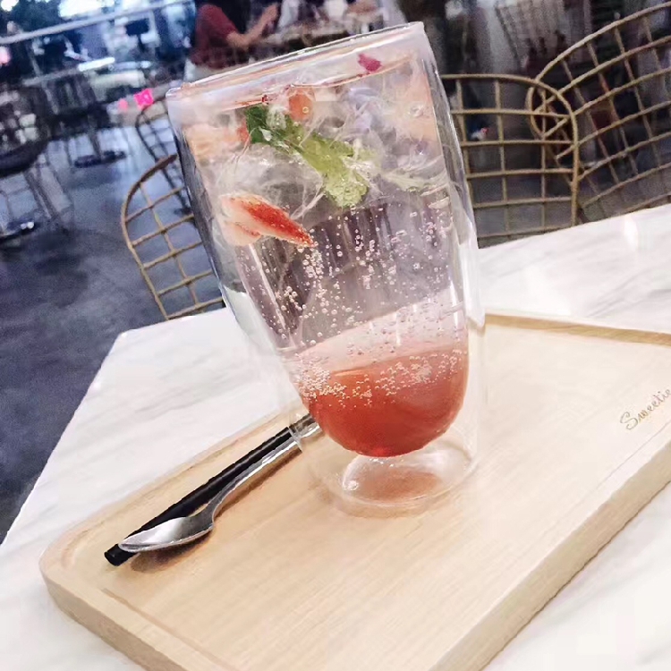 双层隔热透明创意风牛奶杯