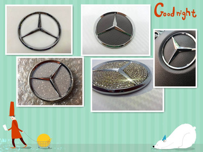 适用C系C180 E320 E260方向盘标奔驰方向盘改装标 奔驰引擎盖星标