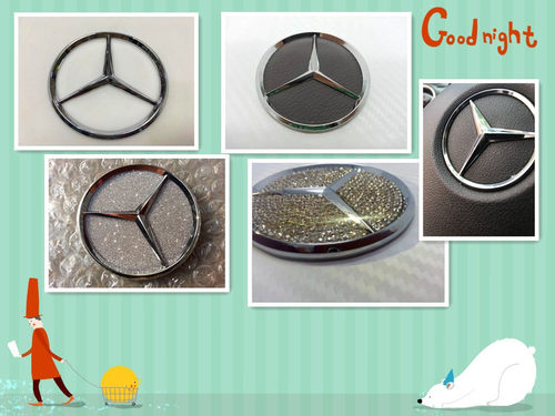 适用C系C180 E320 E260方向盘标奔驰方向盘改装标 奔驰引擎盖星标