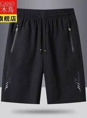 啄木鸟男士夏季冰丝健身运动休闲篮球裤薄款速干五分沙滩裤子拉链