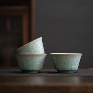 冰裂纹陶瓷功夫茶具品茗杯单个喝茶小杯子遇水化冰茶盏