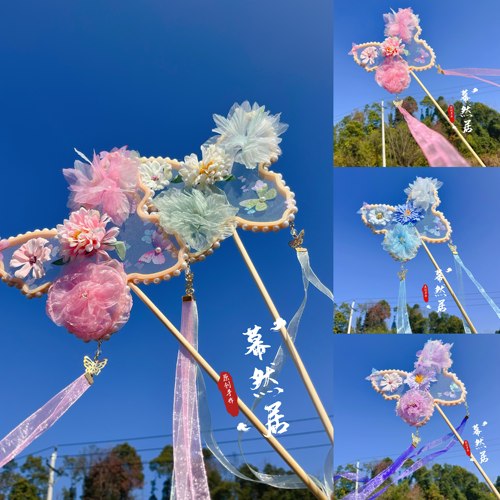 幕然居原创蝴蝶绢花团扇异形古代新中式cos古典舞手持lolita汉服