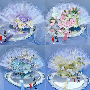 原创汉洋折中lolita中国风新中式汉服羽毛超仙折扇百搭大气古风