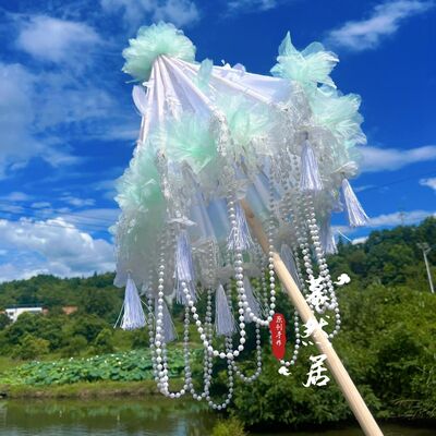 原创加长加大花伞古风汉服配饰lolita绢花仙女流苏舞蹈走秀新款森