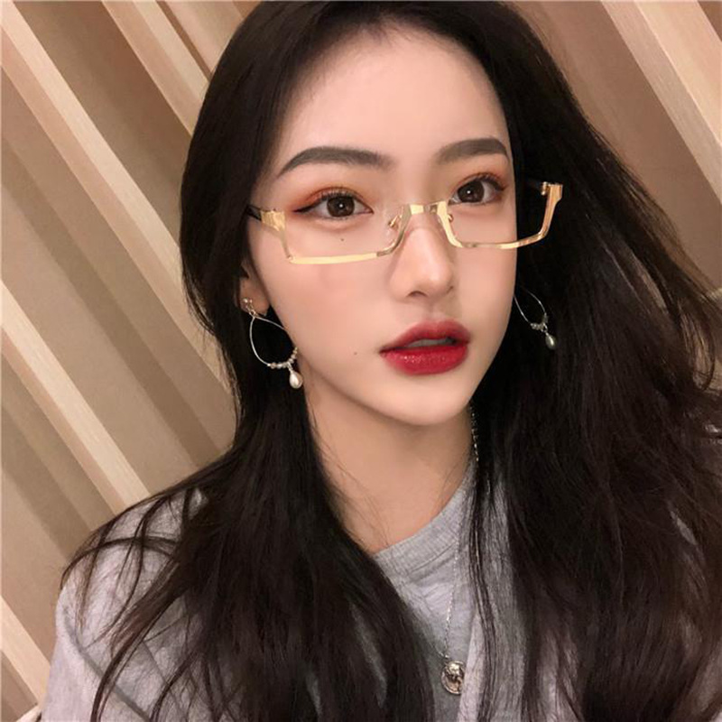 下半框眼镜方框cos眼镜架女网红同款装饰镜眼镜个性可配近视度数