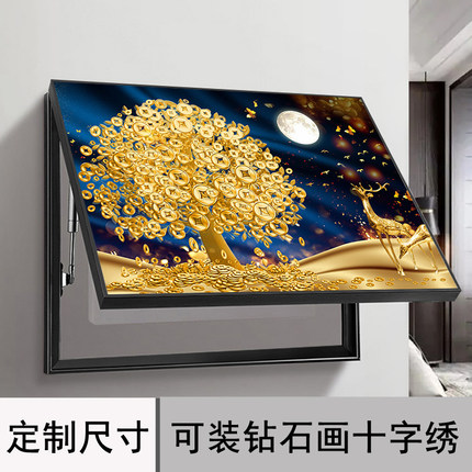 电表箱装饰画遮挡定制图案钻石画相框自装十字绣表框架液压配电箱