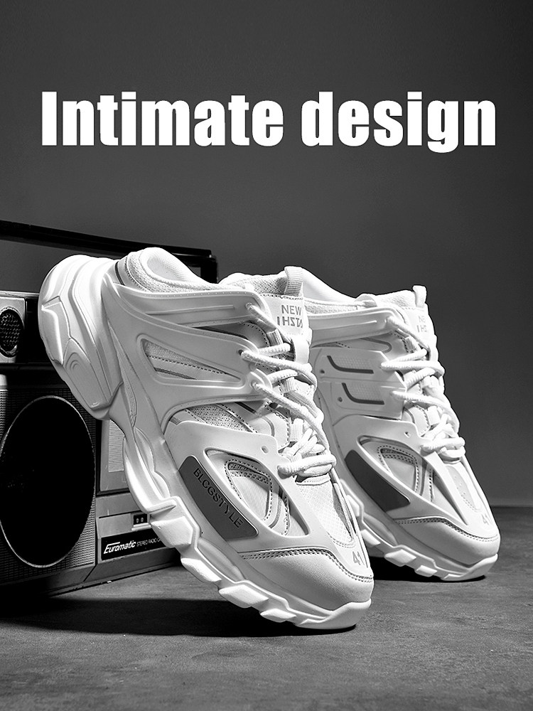 남녀공용 파리지앵 아빠슈즈 커플전용 캐주얼 운동화 두꺼운 밑창 굽없음 슬립온 게으른 반슬리퍼