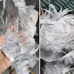 灰朦白色真羽毛 舞台道具设计花边材料辅料 手工羽毛饰品配件材料