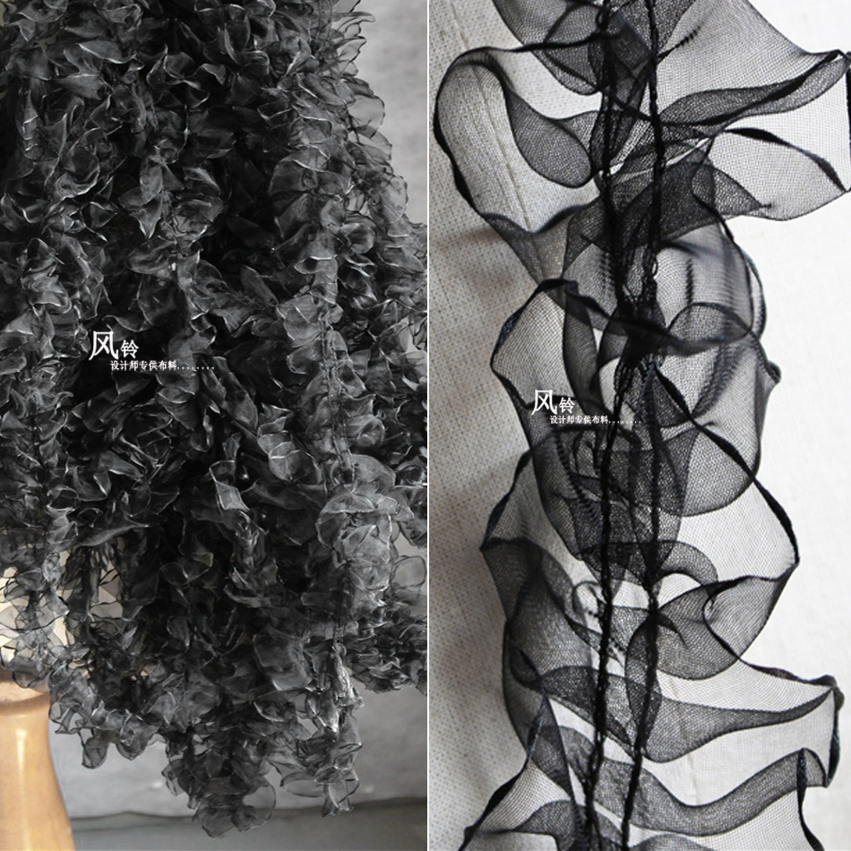 原创蝉翼海草浪肌理立体网纱花边布料 婚纱礼服diy设计师创意辅料