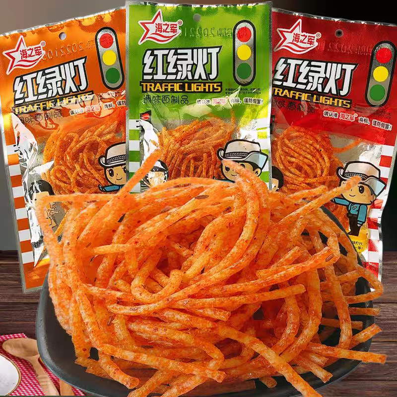 海之军红绿灯辣条面筋麻辣丝8090后儿时经典怀旧零食重庆风味小吃